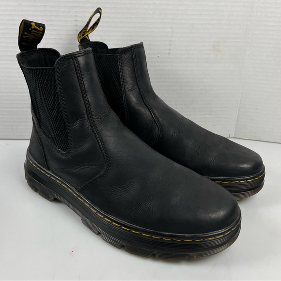 Dr Martens AirWair Embury Mens Size 8 Black Leather Pull On Chelsea Boots - Picture 1 of 7